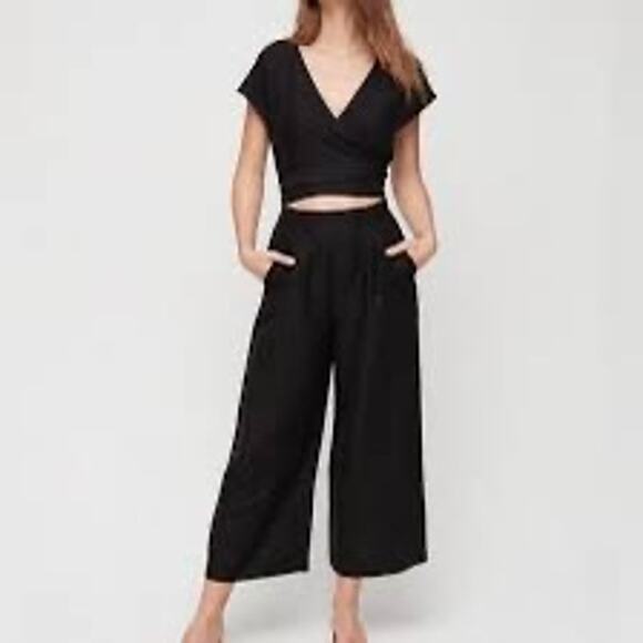 Wilfred Pants - Aritzia Wilfred Brax Linen Jumpsuit Black Size 8 Capsule Minimal Classic Modern